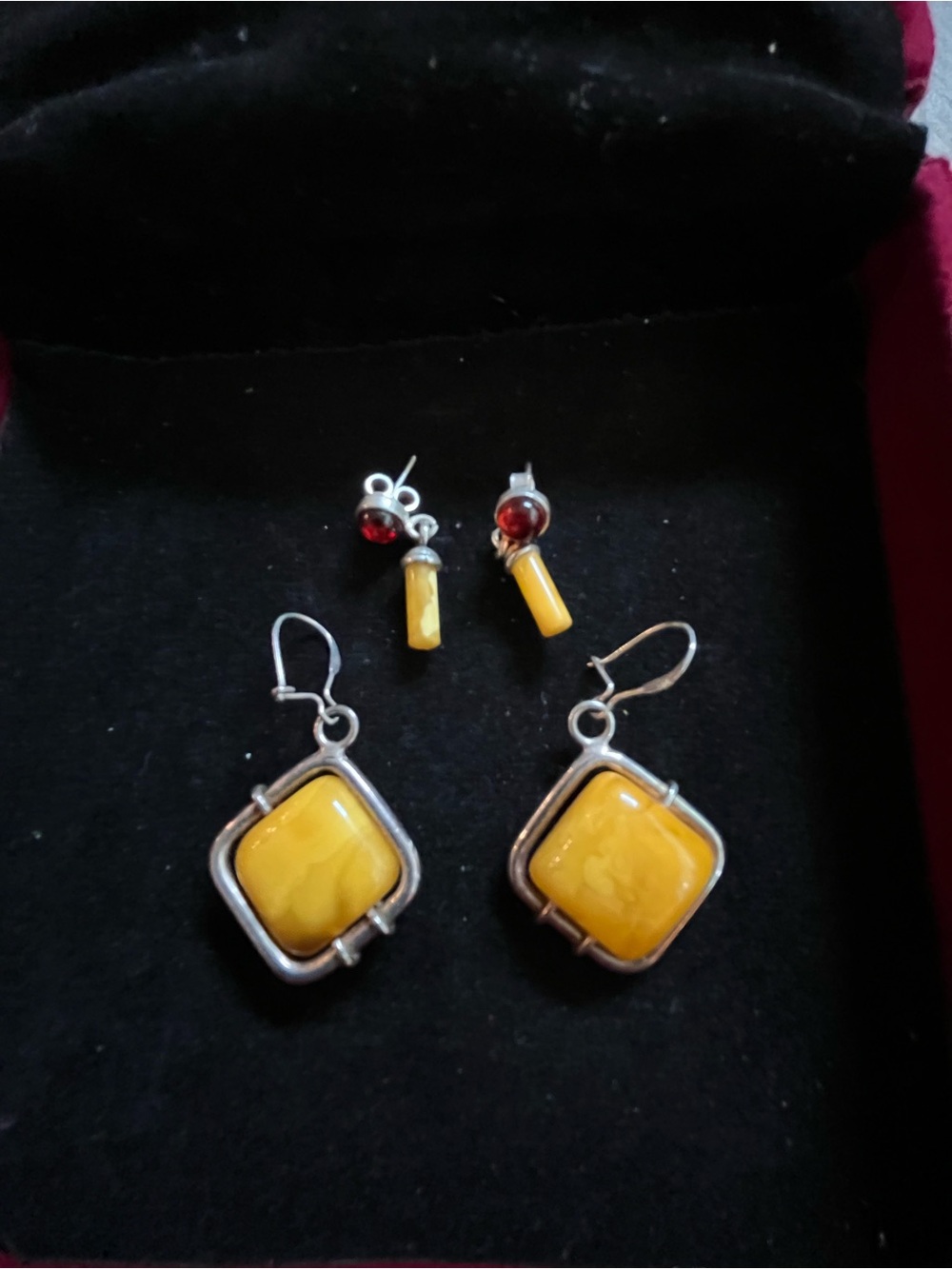 Sterling Silver Yellow Stone Drop Earrings - Women Jewelry